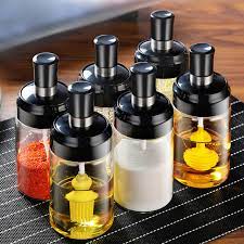 250ml Kitchen Condiment Jar Glass Seasoning Bottle With Honey Brush
