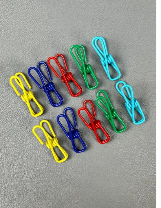 Pack of 10 Multicolor Stainless Steel Clothes Drying Clips