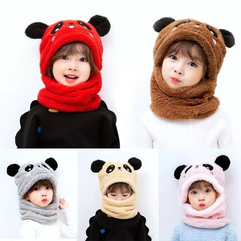 2 Pcs Kids Bear Winter Cap Baby Stuff Winter hat Plus Fleece Kids Caps