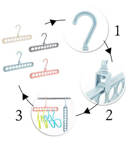 (Pack of 2) 9 Hole Hanger Multifunction Magic Clothes Hanger Organizer 360 Rotate Folding Hangers