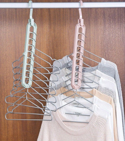 (Pack of 2) 9 Hole Hanger Multifunction Magic Clothes Hanger Organizer 360 Rotate Folding Hangers