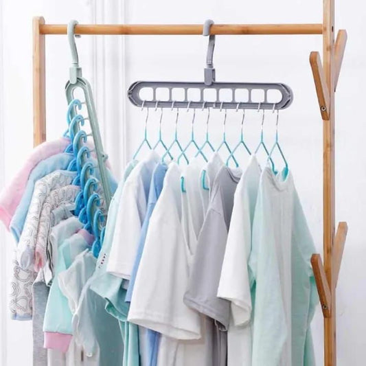 (Pack of 2) 9 Hole Hanger Multifunction Magic Clothes Hanger Organizer 360 Rotate Folding Hangers