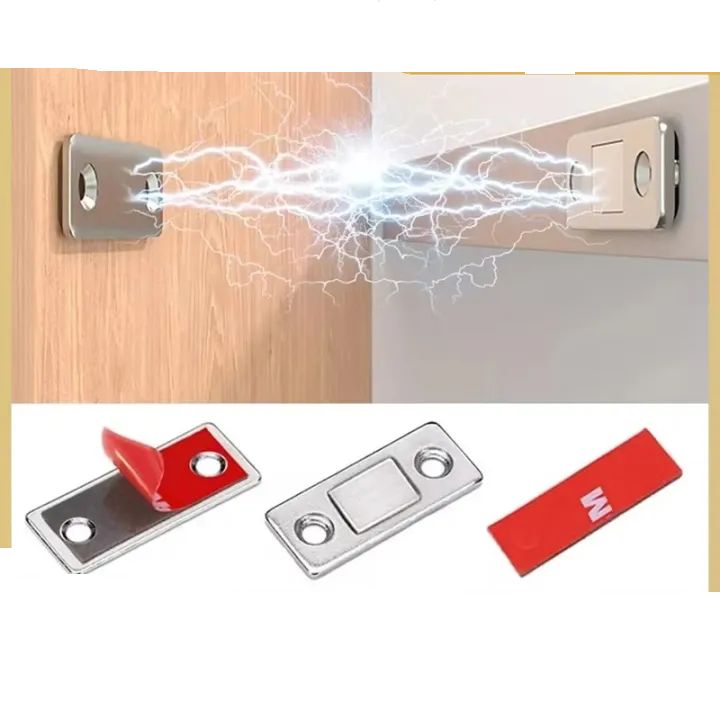 (Pack of 3) Magnetic Door Catch Ultra Thin Cabinet Magnets Stainless Steel Cabinet Door Magnetic Catch Adhesive Cabinet Door Magnets For Kitchen Closet Drawer Magnetic Cabinet Latch