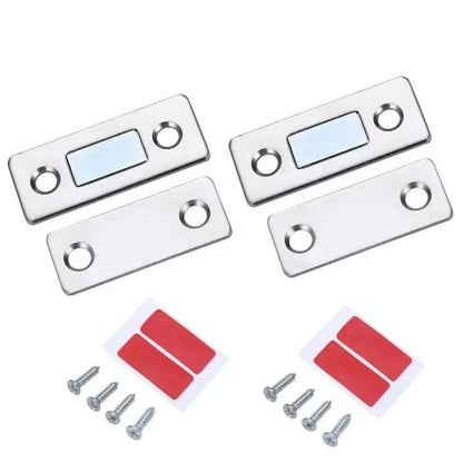 (Pack of 3) Magnetic Door Catch Ultra Thin Cabinet Magnets Stainless Steel Cabinet Door Magnetic Catch Adhesive Cabinet Door Magnets For Kitchen Closet Drawer Magnetic Cabinet Latch